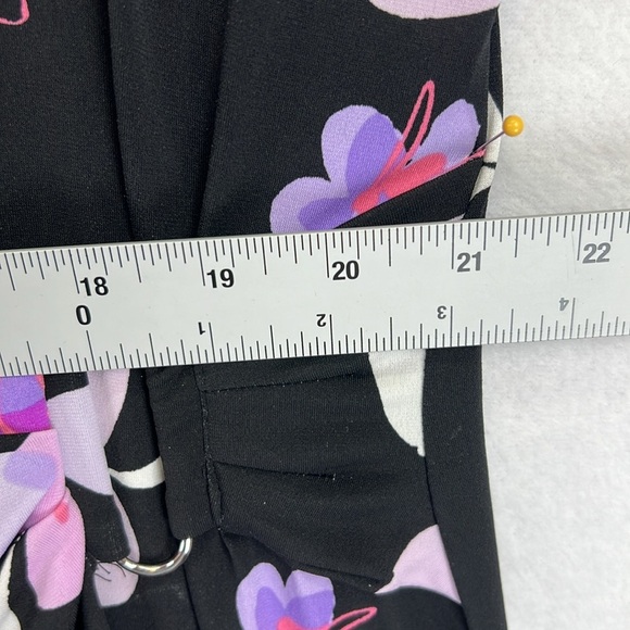 Calvin Klein Faux Wrap Dress Sz 1X* Black/Pink Floral Polyester Knit Like New - Picture 9 of 10